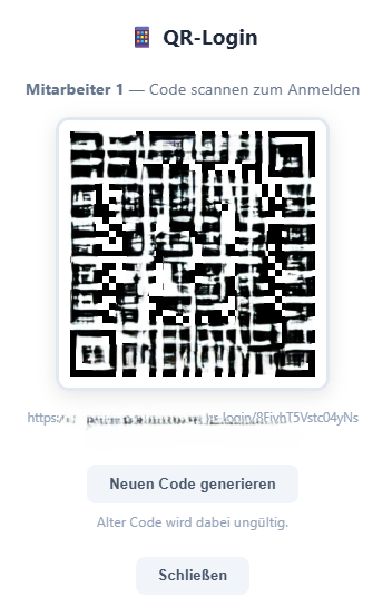 Screenshot: QR-Code Ansicht