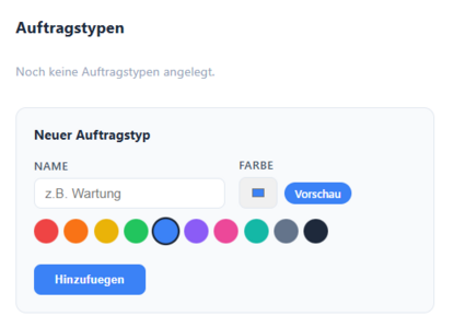 Screenshot: Einsatztypen verwalten